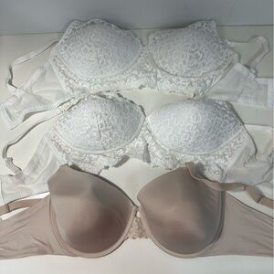 Maidenform White and Tan Lace Bras